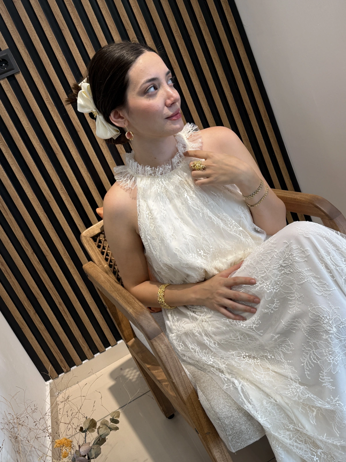 Livia Dantel Detaylı Uzun Elbise