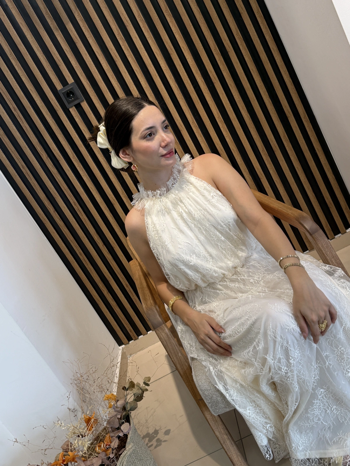 Livia Dantel Detaylı Uzun Elbise
