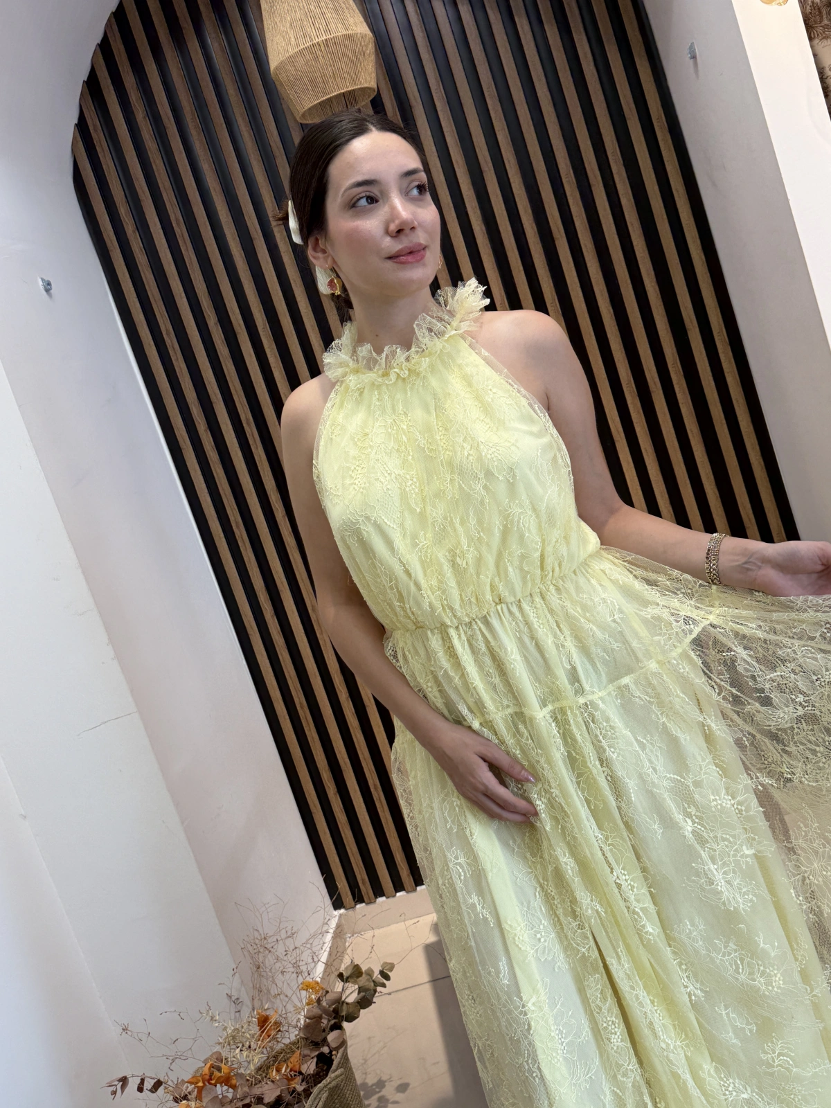 Livia Dantel Detaylı Uzun Elbise