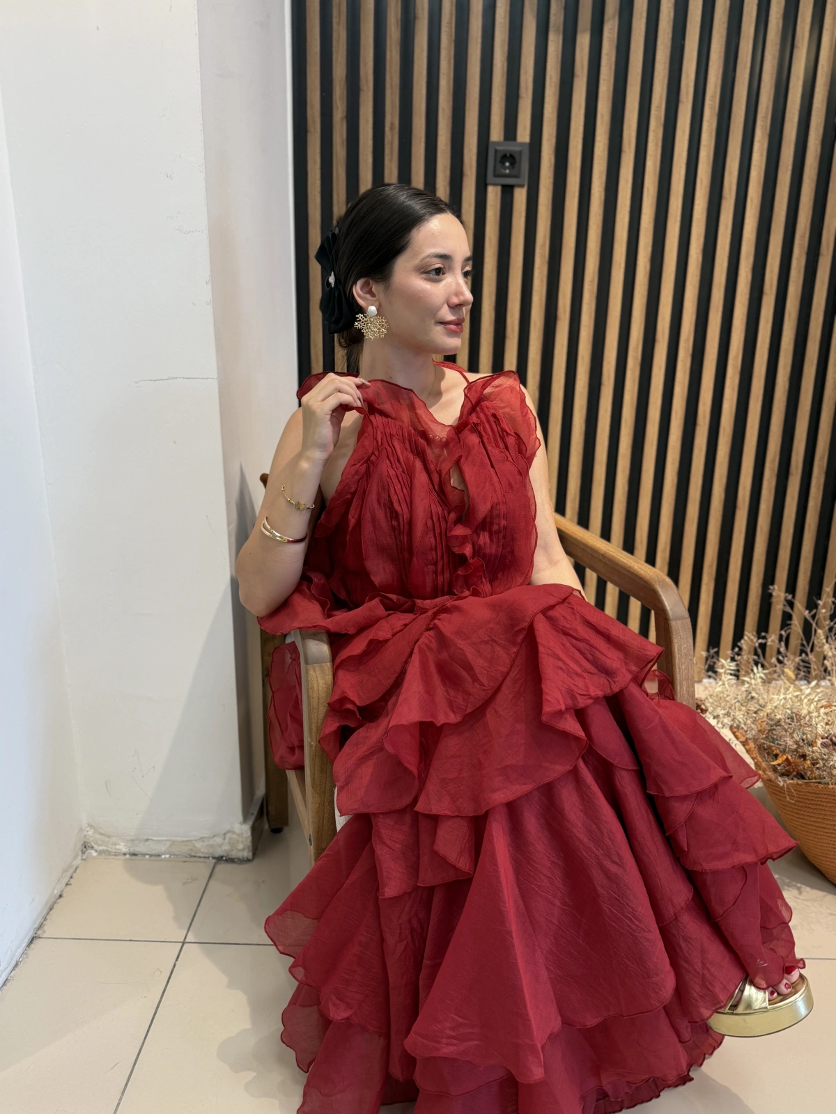 Lavin Volanlı Şifon Elbise