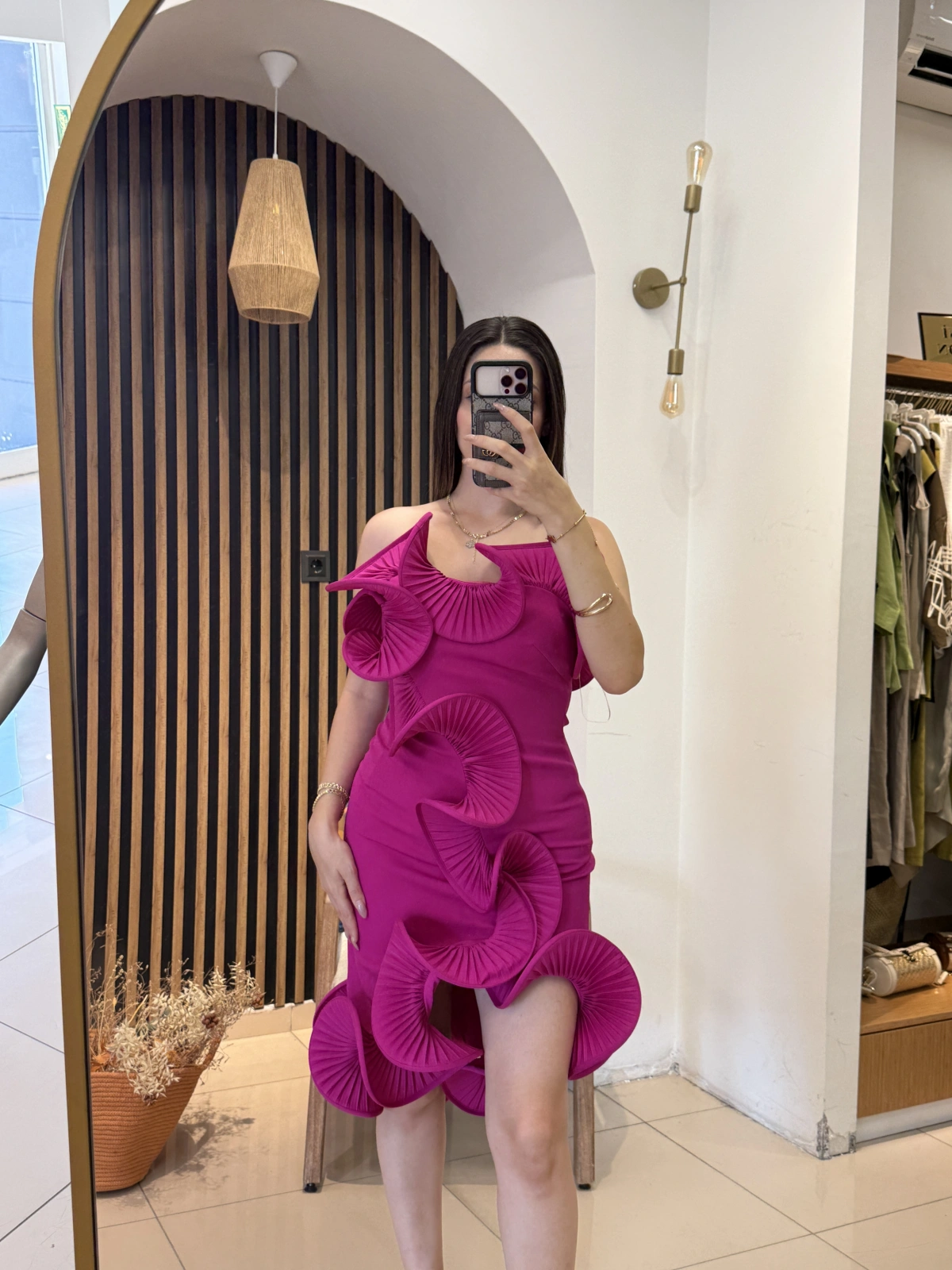 Valeria 3D Volan Detaylı Midi Elbise