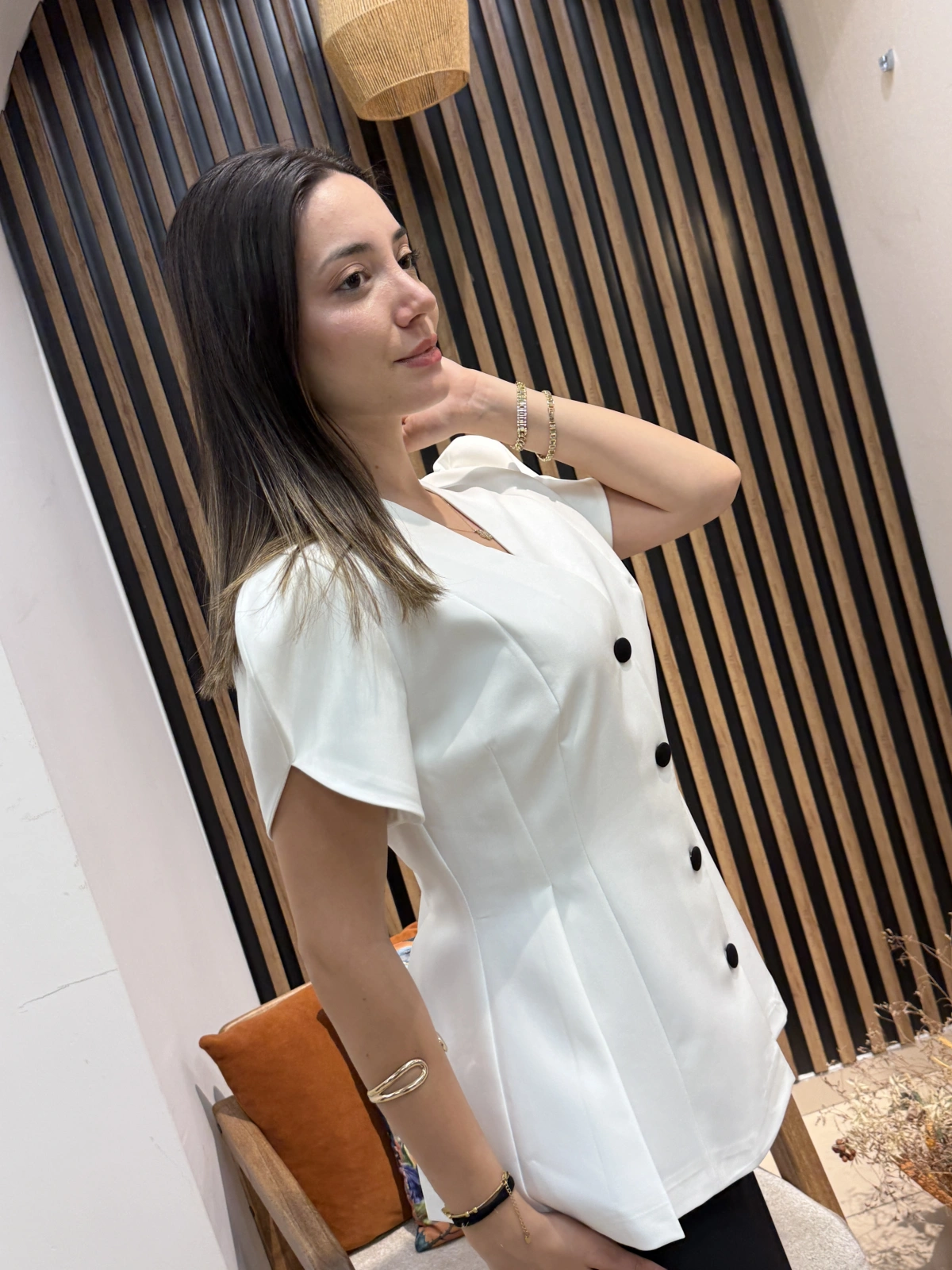 Bianca Kontrast Düğmeli Etekli Takım