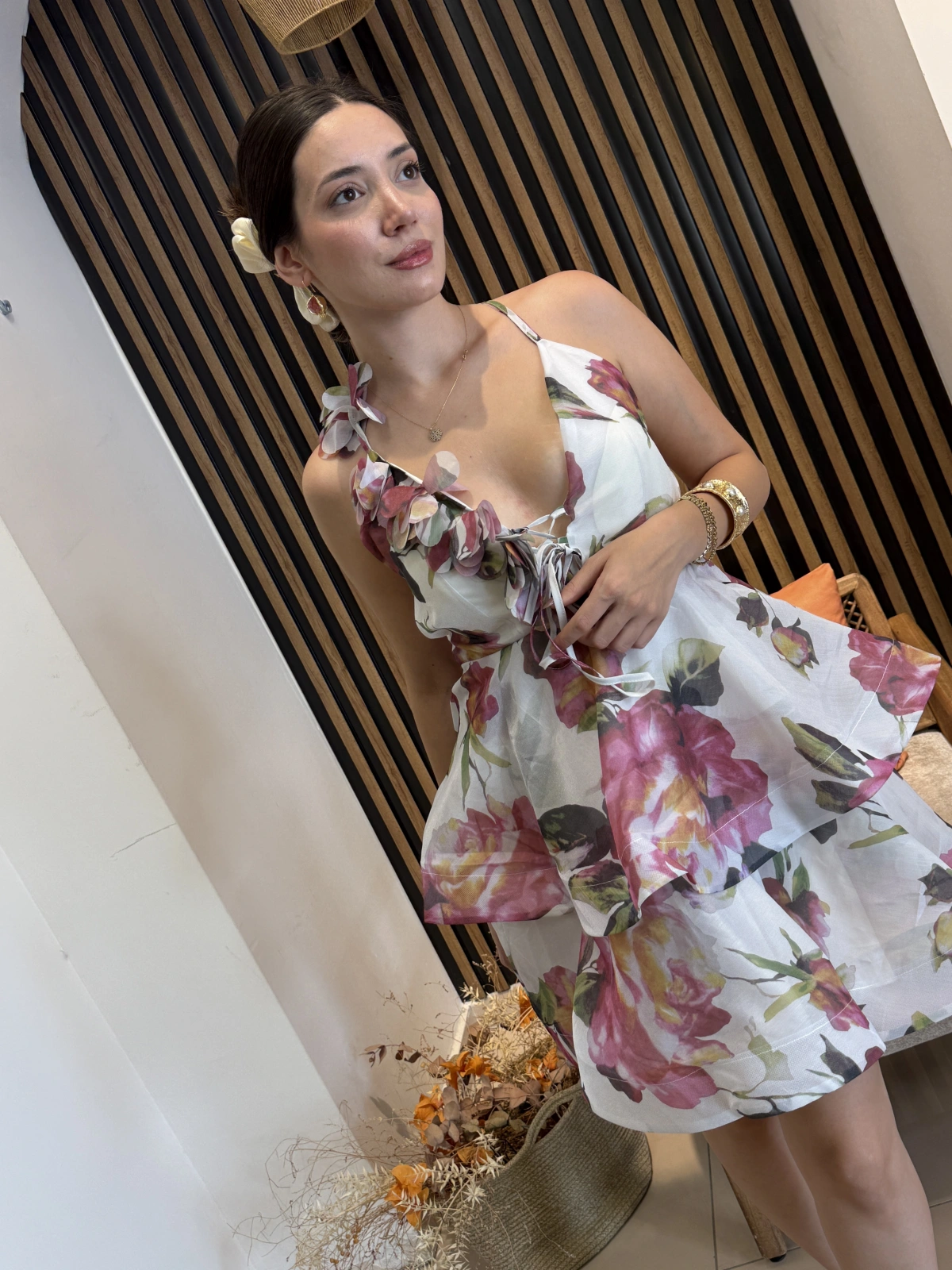 Bahar Çiçekli Mini Elbise