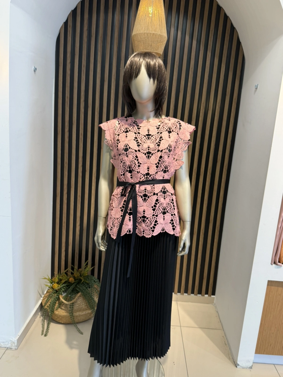 Butterfly Keçebek Dantel Detaylı Piliseli Elbise