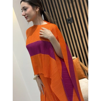 Aria Renk Bloklu Pliseli 2’li Takım