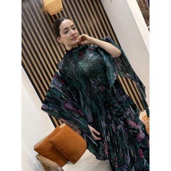 İthal Hera Desenli Şifon İkili Takım (Etek Pantolonlu)