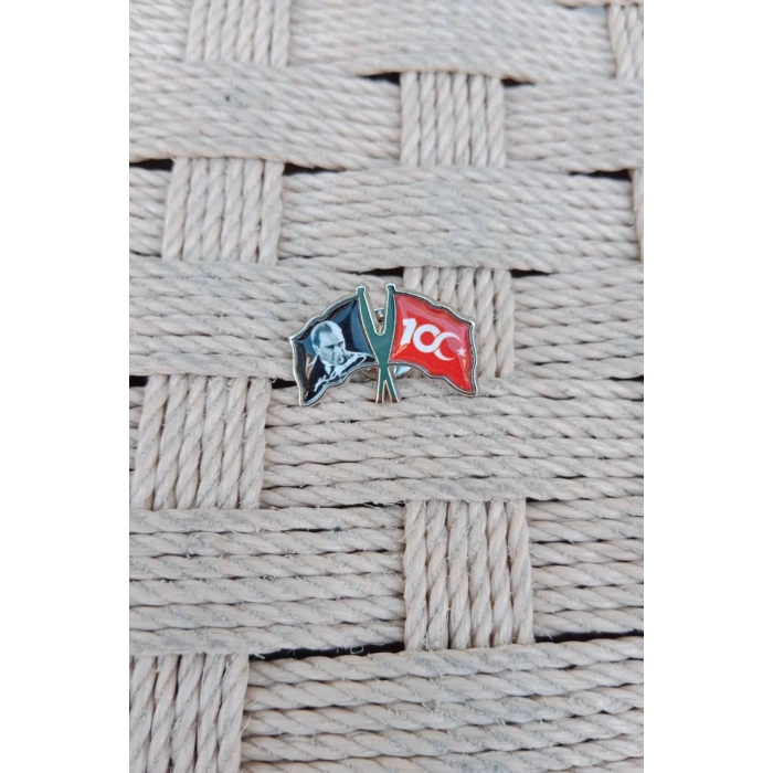 100. Yil Dalgalanan bayrak ataturk resimli ceket yaka ignesi yaka rozet
