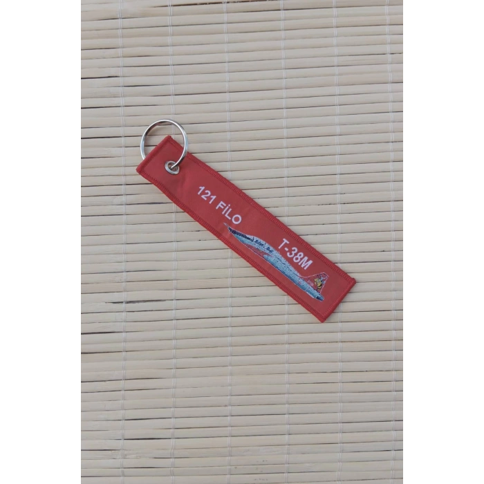121. Filo T-38M Remove Before Flight Yazili Kirmizi Beyaz Nakis islemeli Bez Anahtarlik