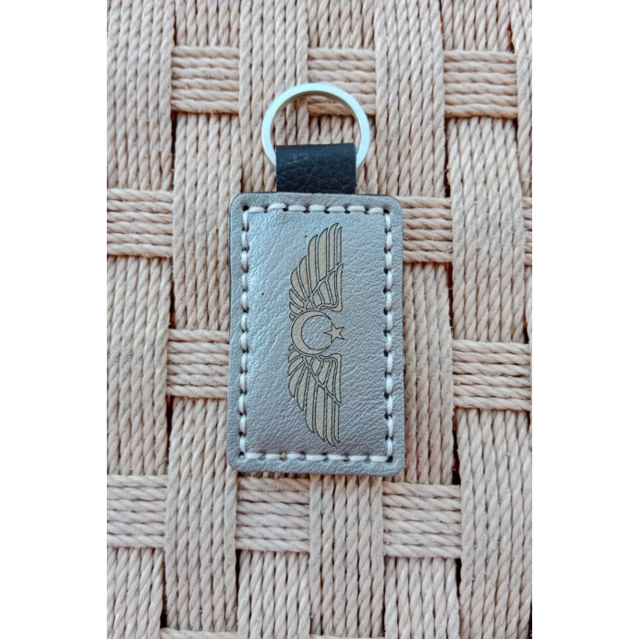 1911 Kartal Amblemli Pilot Brovesi Siluetli Hakiki Deri Hediyelik Anahtarlik