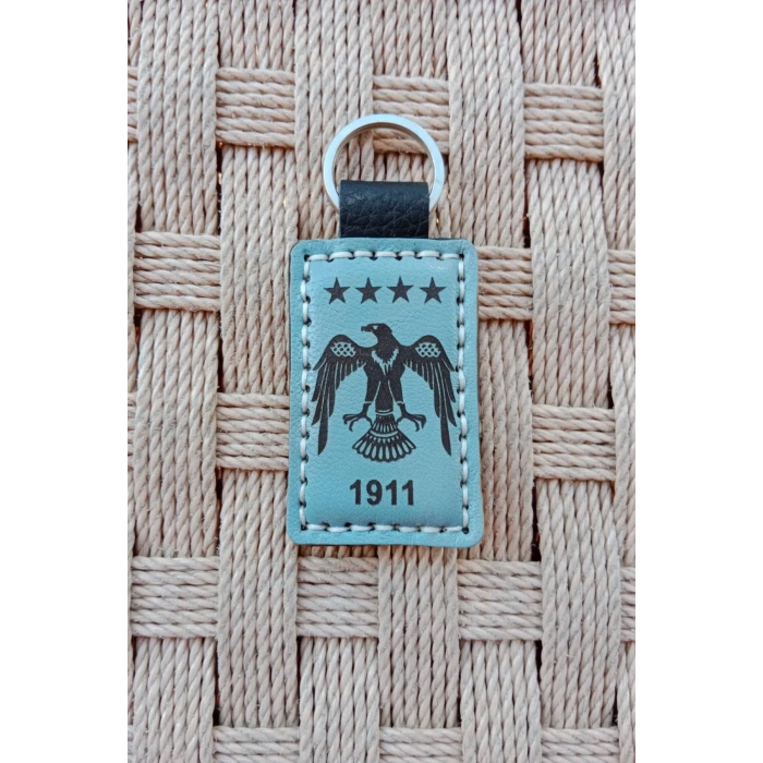 1911 Kartal Amblemli Siluetli Pilot Brovesi Hakiki Deri Hediyelik Anahtarlik