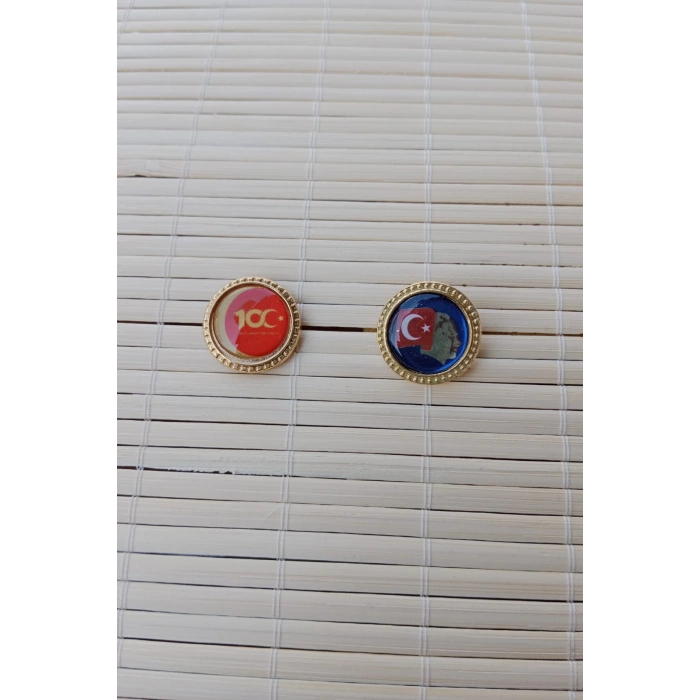 2 adet 100. yil ve Ata rozeti Sarrafiyeli Taki ceket yaka ignesi yaka rozeti