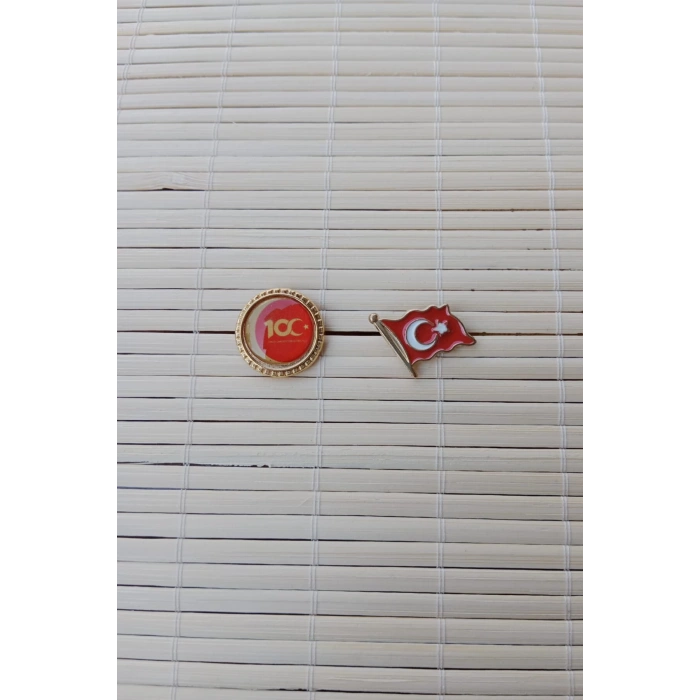 2 Adet 100.yil Dalgalanan Bayrak Sarrafiyeli taki ceket yaka ignesi yaka rozeti
