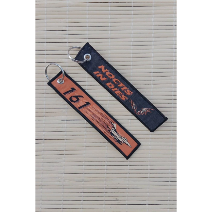 2 Adet 161 noctis in dies yazili turuncu siyah nakis islemeli bez anahtarlik