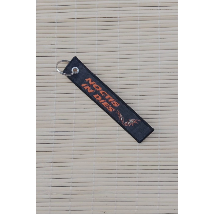 2 Adet 161 noctis in dies yazili turuncu siyah nakis islemeli bez anahtarlik