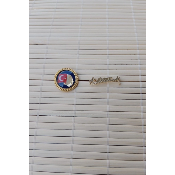 2 Adet Ata rozeti K.Ataturk imzali Sarrafiyeli Taki ceket yaka ignesi yaka rozeti