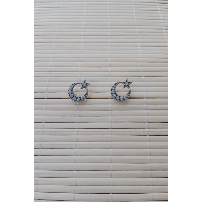 2 Adet Beyaz Tasli Ayyildiz Sarrafiyeli Taki ceket yaka ignesi yaka rozeti