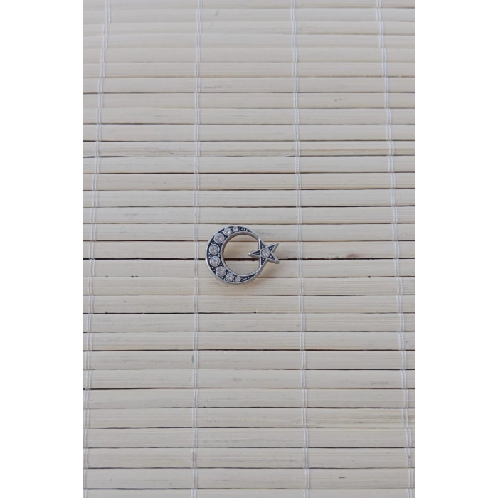 2 Adet Beyaz Tasli Ayyildiz Sarrafiyeli Taki ceket yaka ignesi yaka rozeti