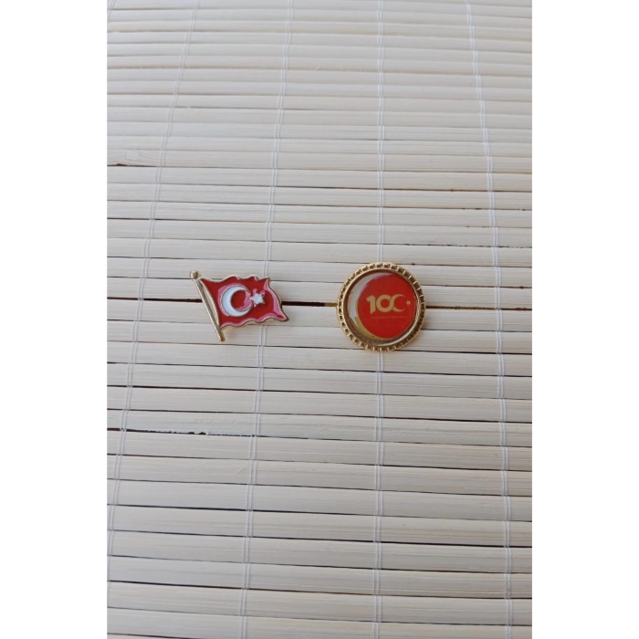 2 Adet Dalgalanan Bayrak 100.yil Sarrafiyeli Taki ceket yaka ignesi yaka rozeti