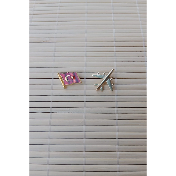 2 Adet Dalgalanan Bayrak Sari renkli ucak maketli Sarrafiyeli Taki ceket yaka ignesi yaka rozeti