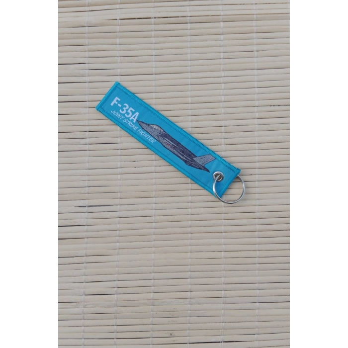 2 Adet F-35 A Remove Before Flight Joint Strike Fighter Yazili Mavi Beyaz Nakis islemeli Bez Anahtarlik