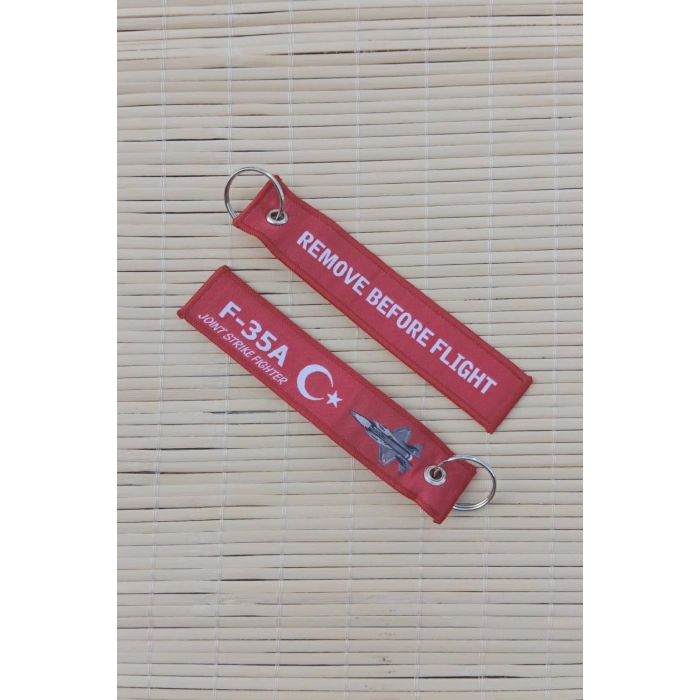 2 Adet F-35A Remove Before Flight Joint Strike Fighter Yazili Kirmizi Beyaz Nakis islemeli Bez Anahtarlik