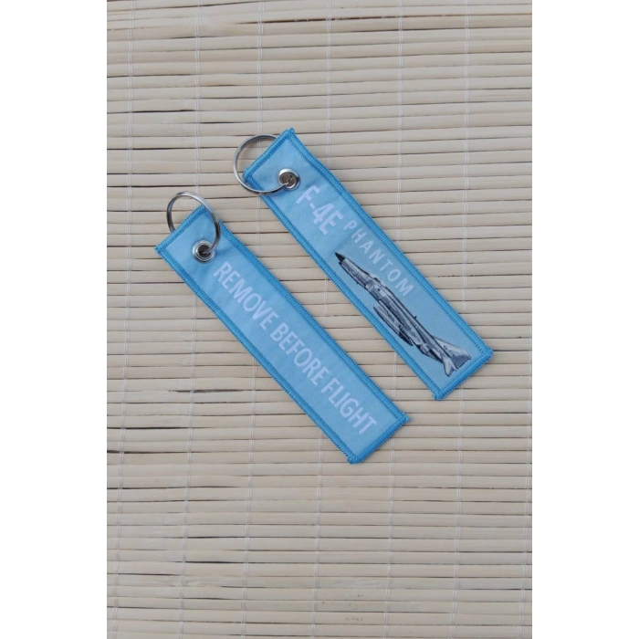 2 Adet F-4E phantom remove before flight yazili mavi beyaz nakis islemeli bez anahtarlik