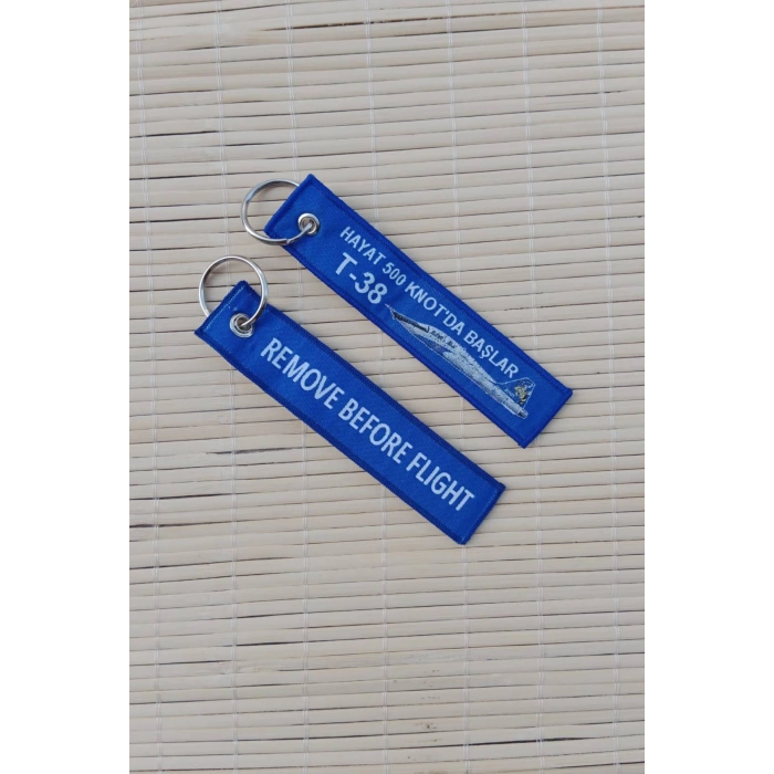 2 Adet Hayat 500 Knotda Baslar T-38 Yazili Lacivert Beyaz Nakis islemeli Bez Anahtarlik