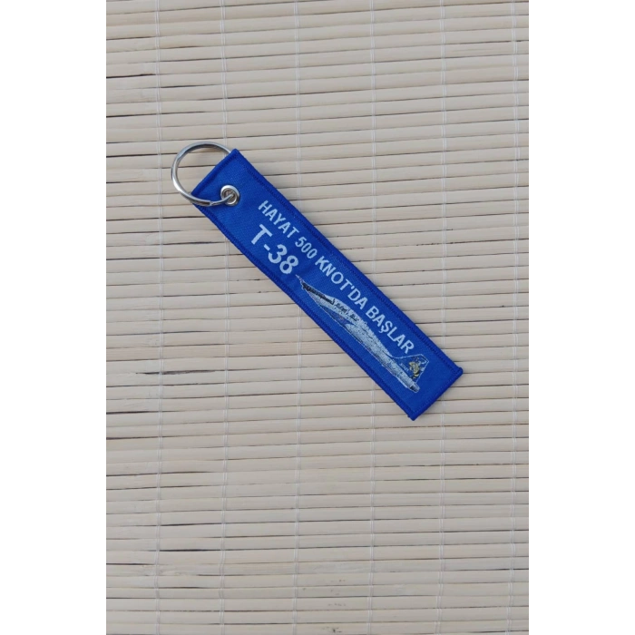 2 Adet Hayat 500 Knotda Baslar T-38 Yazili Lacivert Beyaz Nakis islemeli Bez Anahtarlik