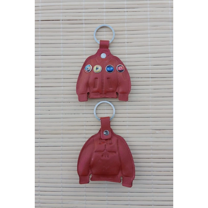 2 Adet Kirmizi Renkli ozel uretim Hakiki Deri Pilot Mont Hediyelik Anahtarlik