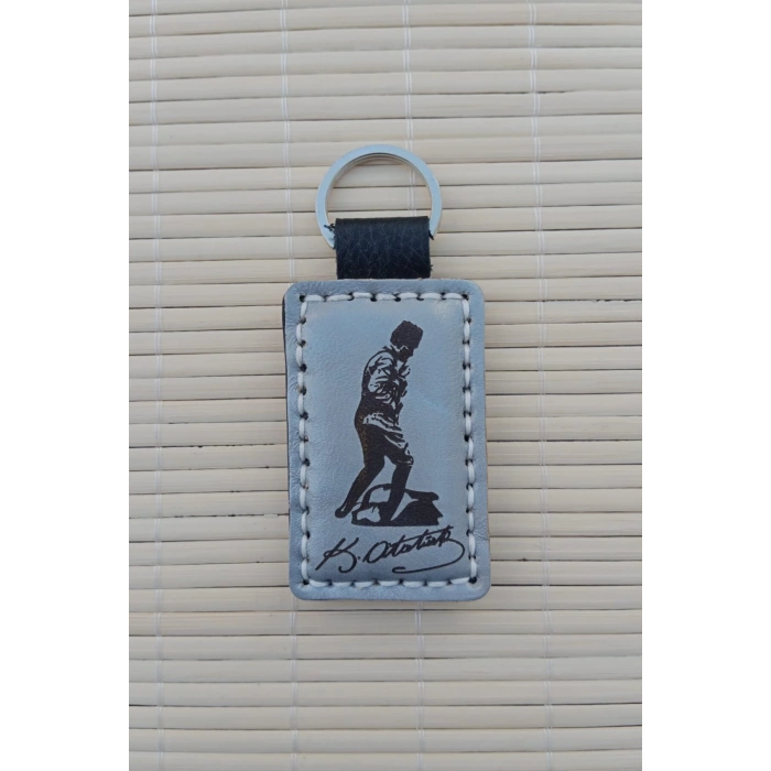 2 Adet ozel Tasarim Ataturk Siluetli imza Hakiki Deri Hediyelik Anahtarlik