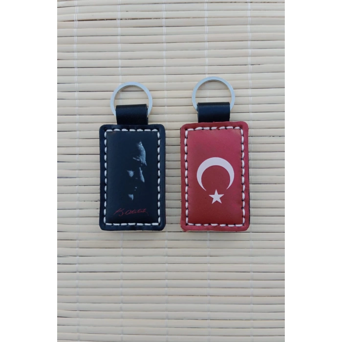 ozel Tasarim imzali Ataturk Siluetli Hakiki Deri Hediyelik Anahtarlik