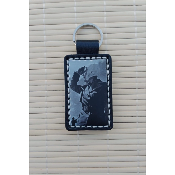 2 Adet ozel Tasarim F-4 Phantom Pilot Siluetli Hakiki Deri Hediyelik Anahtarlik