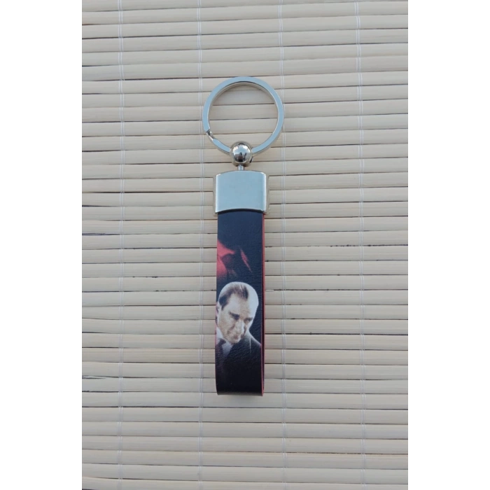 ozel uretim ataturk siluetli kemal ataturk imzali hakiki deri hediyelik anahtarlik