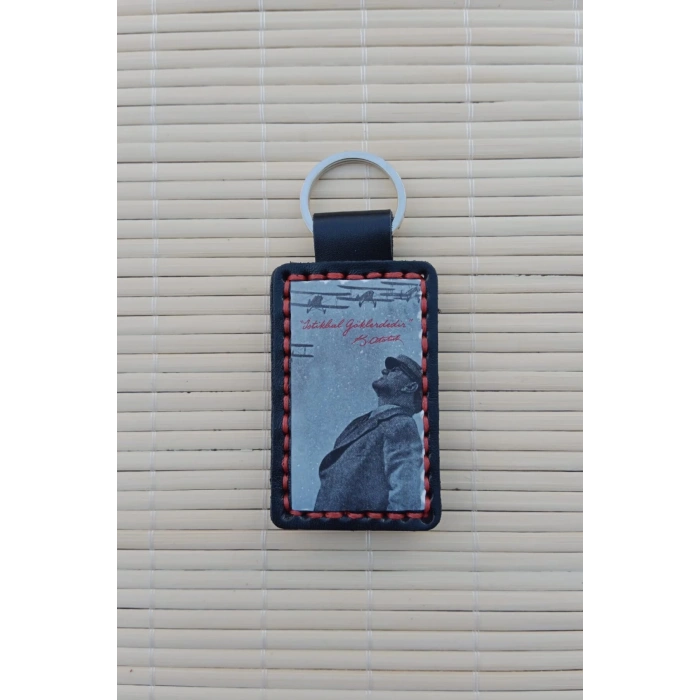 2 Adet ozel uretim F-4 Phantom istikbal Goklerdedir Yazili Ataturk Siuetli Hakiki Deri Hediyelik Anahtarlik