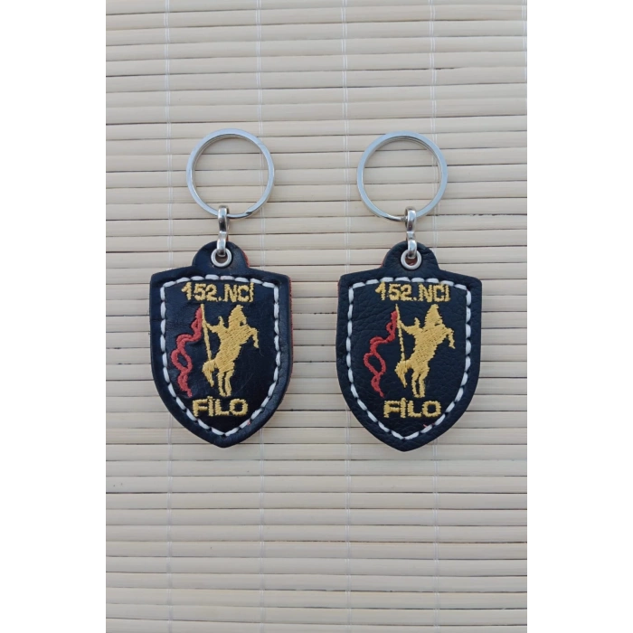 2 Adet Siyah Renkli ozel uretim 152. Filo Ayyildiz Hakiki Deri Hediyelik Anahtarlik