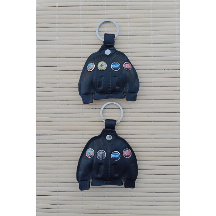 2 Adet Siyah Renkli ozel uretim Hakiki Deri Pilot Mont Hediyelik Anahtarlik