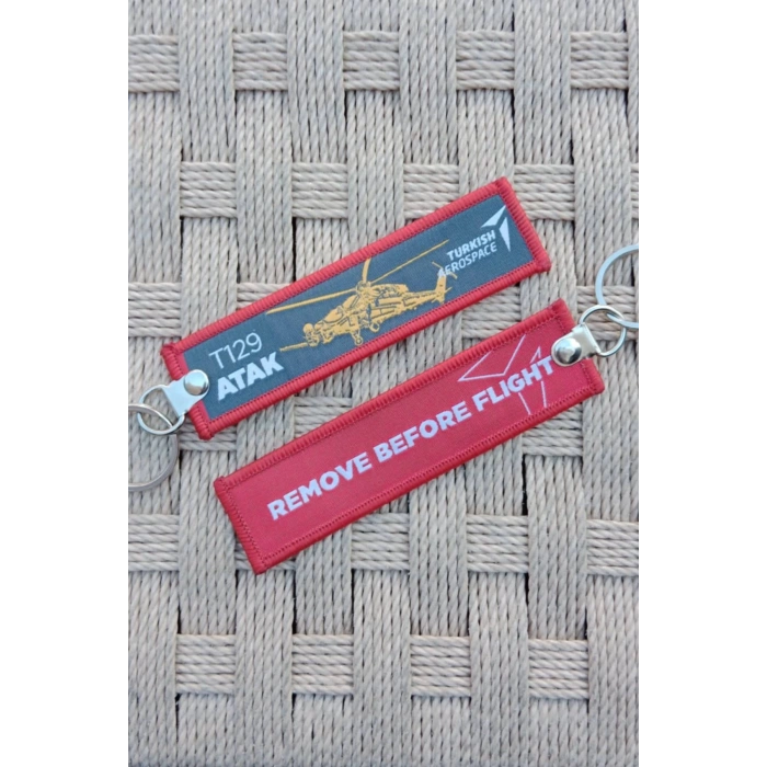 2 Adet T 129 Atak Turkish Aerospace Havacilik Yazili Nakis islemeli Helikopterli Bez Anahtarlik