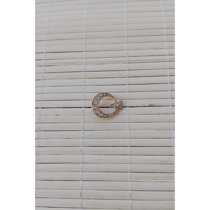 2 Adet Tasli Sari renkli Ayyildiz Sarrafiyeli Taki ceket yaka ignesi yaka rozeti