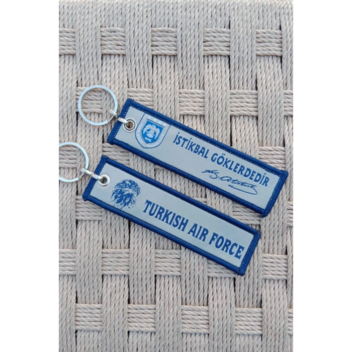 2 Adet Turkish Air Force istikbal Goklerdedir Yazili Nakis islemeli Bez Anahtarlik