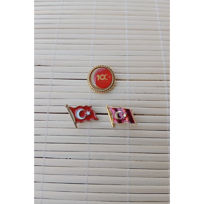 3 Adet 100.yil Dalgalanan Bayraklar Sarrafiyeli Taki ceket yaka ignesi yaka rozeti