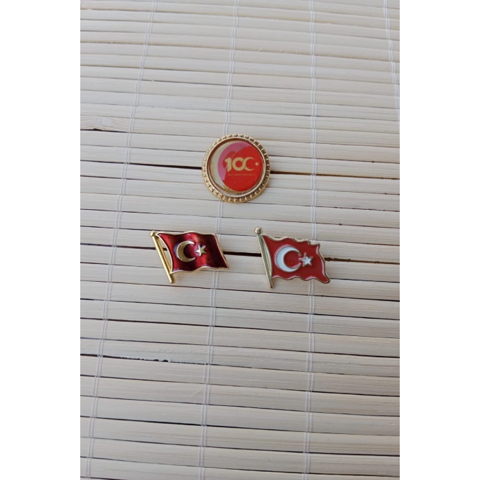 3 Adet 100.yil Dalgalanan Bayraklar Sarrafiyeli Taki ceket yaka ignesi yaka rozeti