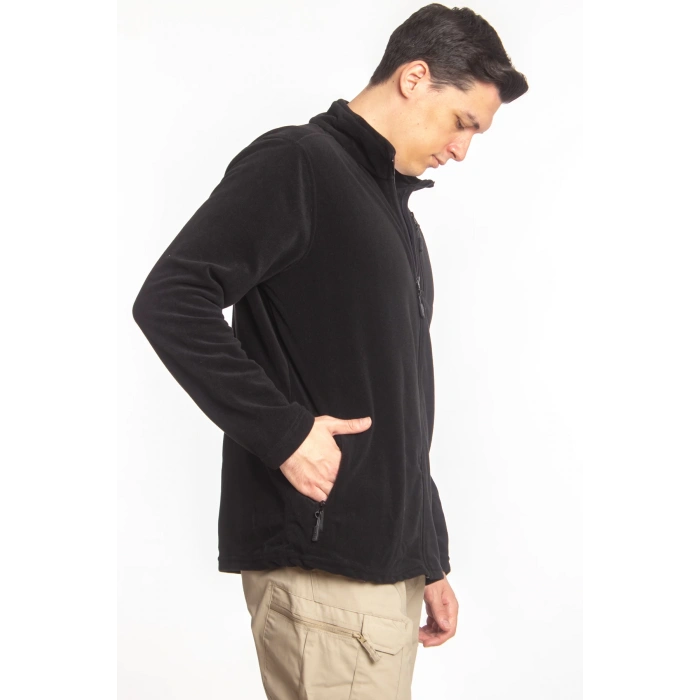 3 cepli ozel tasarim uzun kollu siyah renkli tam fermuarli kaliteli polar