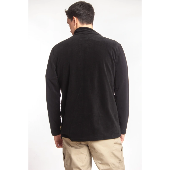 3 cepli ozel tasarim uzun kollu siyah renkli tam fermuarli kaliteli polar