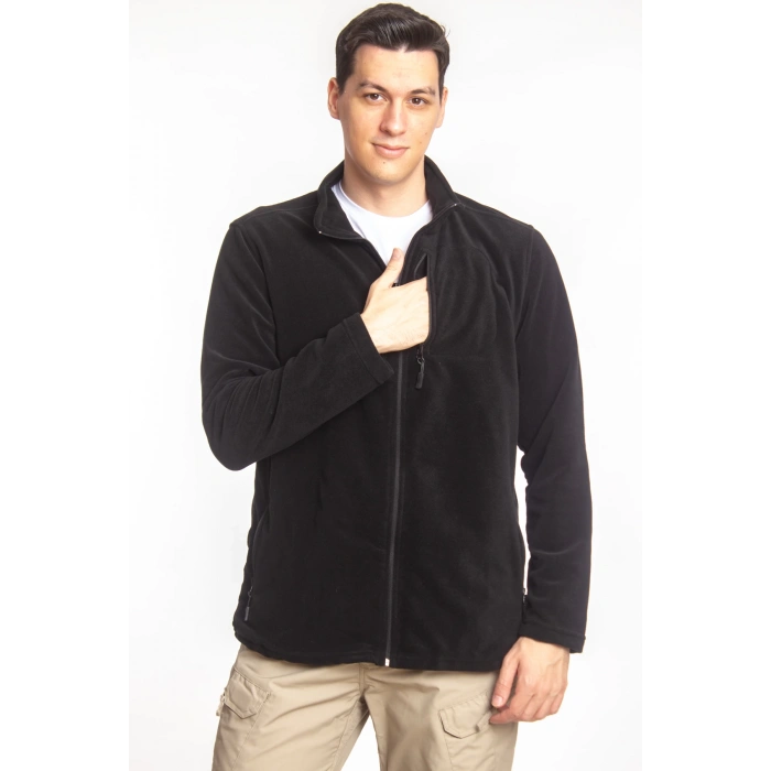 3 cepli ozel tasarim uzun kollu siyah renkli tam fermuarli kaliteli polar