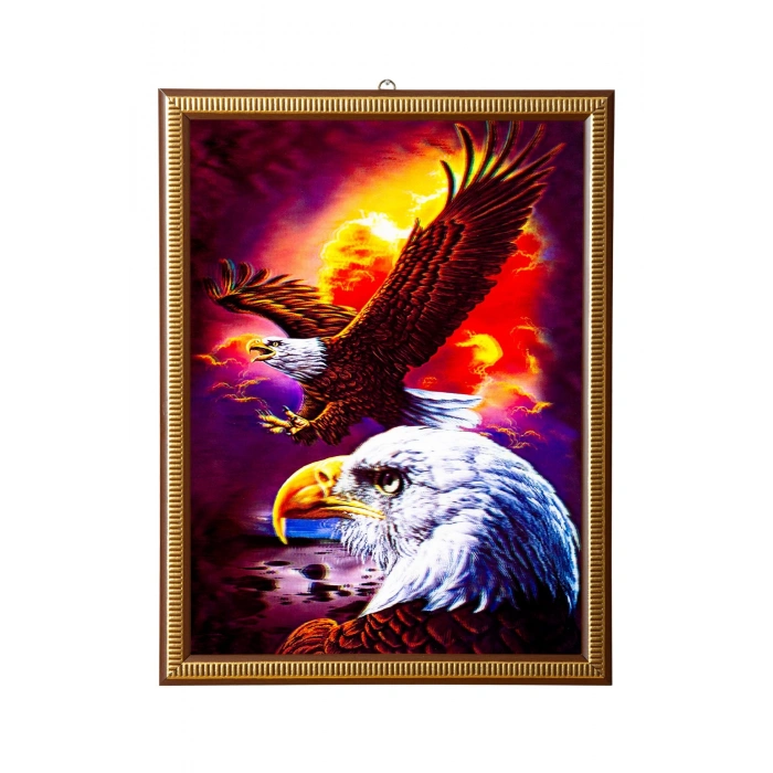 5d recine elmas boyama 180° hareketli 2 li kartallar cerceveli tablo resim