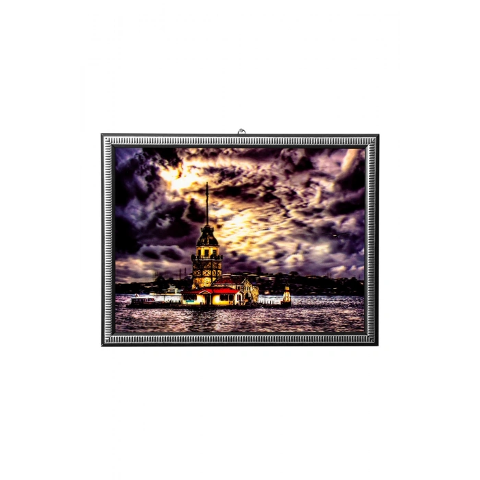 5d recine elmas boyama 180° hareketli istanbul kiz kulesi cerceveli tablo resim