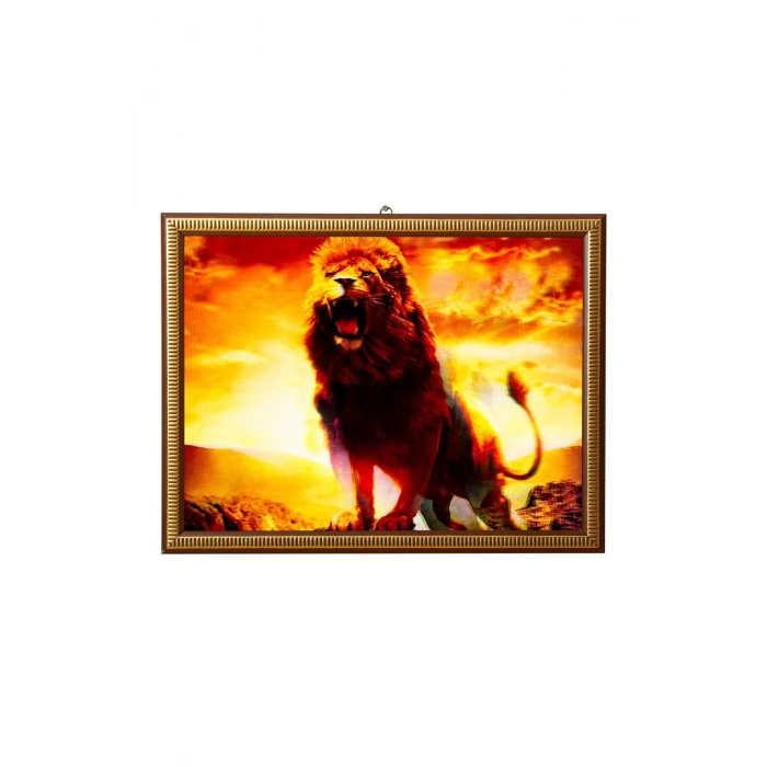 5d recine elmas boyama 180° hareketli kukreyen aslan cerceveli tablo resim