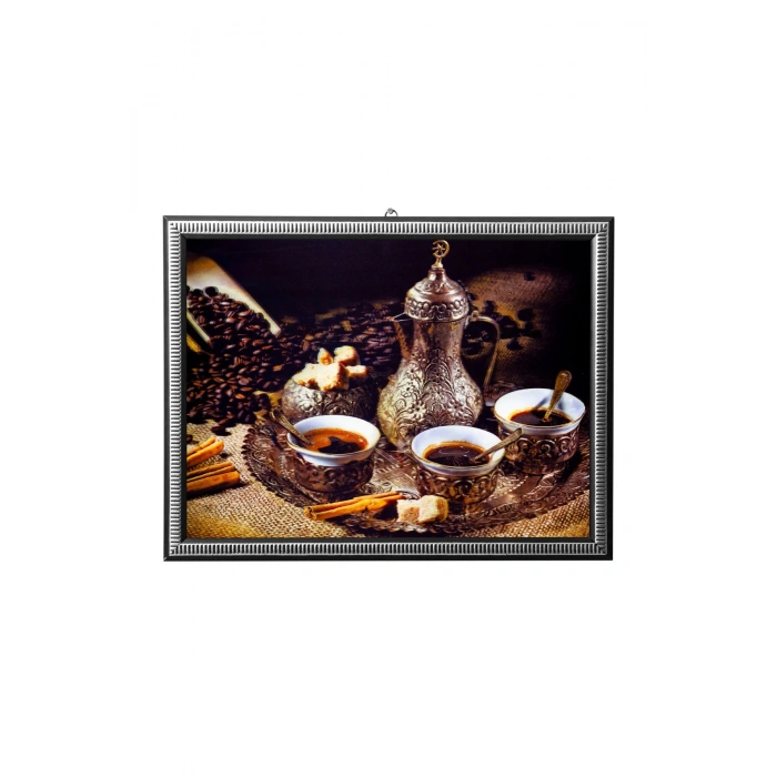5d recine elmas boyama 180° hareketli tepsi icinde otantik turk kahvesi cerceveli tablo resim