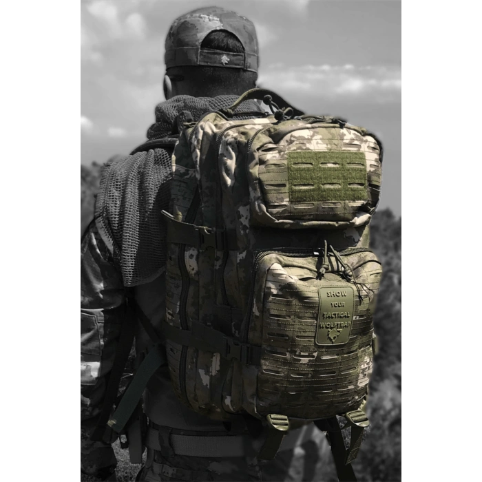 kamuflaj renkli lazer kesim 45 litre dagci askeri taktik sirt cantasi