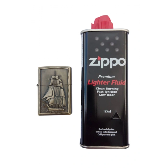 Ozel Tasarim Sari renkli Savas Gemili kabartmali premium zippo Cakmak